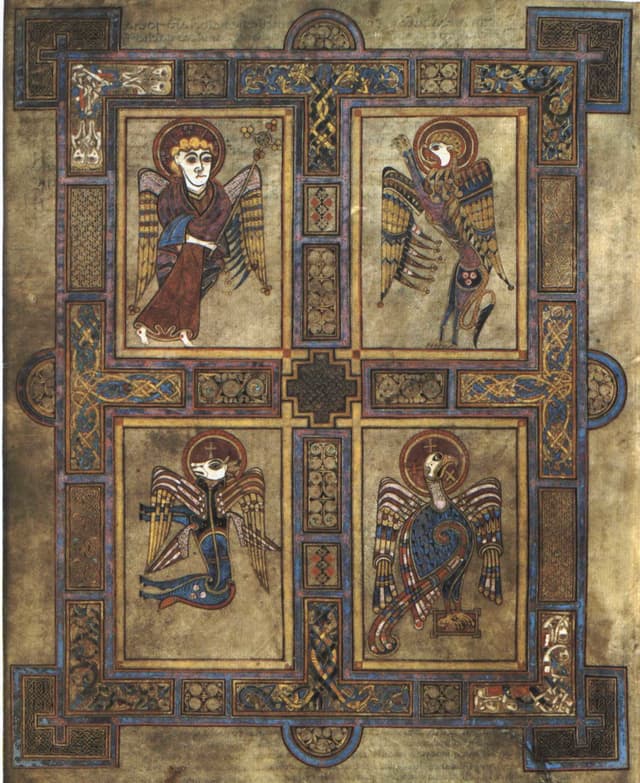 The Four Evangelist Symbols, Unknown Insular scribe-artists (traditionally associated with the community of Columba, Iona and Kells)