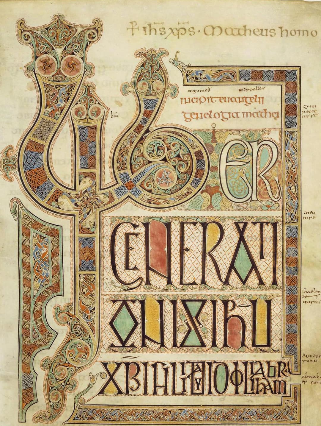 Incipit to Matthew, Traditionally attributed to Eadfrith, Bishop of Lindisfarne