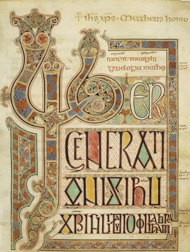 Incipit to Matthew, Traditionally attributed to Eadfrith, Bishop of Lindisfarne